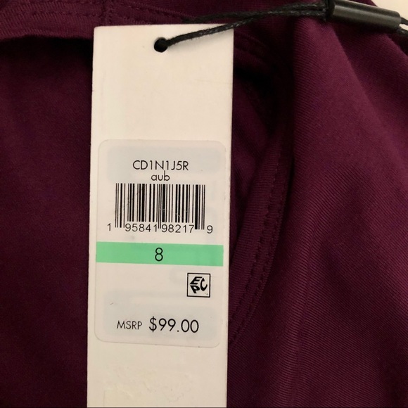 NWT Calvin Klein Dress Ruched Bottom Size 8 Plum Dark Purple Aubergine - Picture 9 of 9